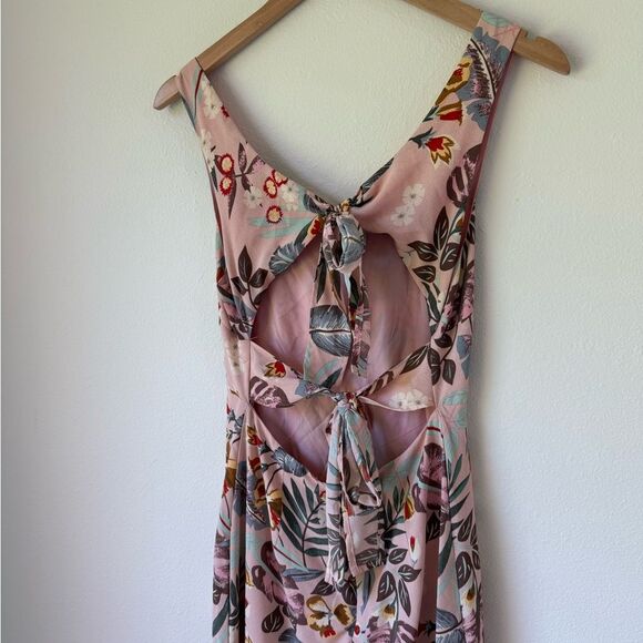 Lulus Island Sun Blush Pink Tropical Print Tie-Back Midi Dress - Small - Picture 7 of 8